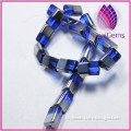Cute silver-plated glass cobalt blue 15x10mm triangle tube